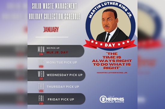Memphis Solid Waste Collection Schedule Adjusted for MLK Jr. Day Holiday