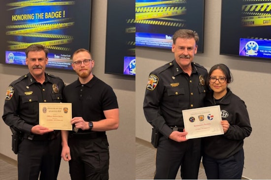 Midlothian Officers Honored: Bailey Named "Officer of the Quarter", Portillo Lauded as "Non-Sworn Employee"