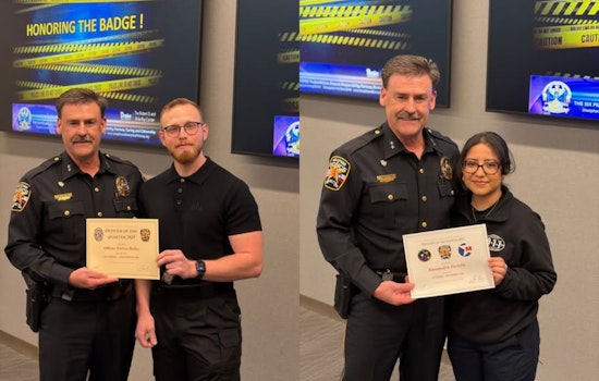 Midlothian Officers Honored: Bailey Named "Officer of the Quarter", Portillo Lauded as "Non-Sworn Employee"