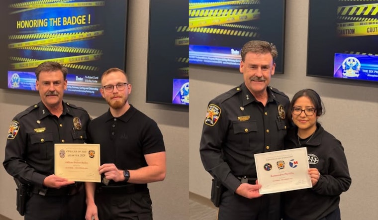 Midlothian Officers Honored: Bailey Named "Officer of the Quarter", Portillo Lauded as "Non-Sworn Employee"