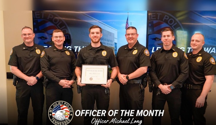 Mt. Juliet Police Honor Officer Long with November Officer of the Month for Exemplary Service