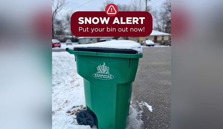 Nashville Waste Services Calls for Early Bin Placement Ahead of Winter Storm