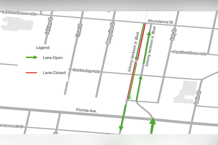 New Orleans Drivers Alert, Traffic Lane Shift on Johnny Jackson Jr. Boulevard Amid Utility Construction