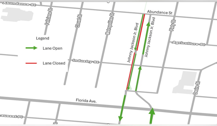 New Orleans Drivers Alert, Traffic Lane Shift on Johnny Jackson Jr. Boulevard Amid Utility Construction