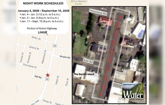 Nighttime Roadwork on Kūhiō Highway Set to Disrupt Traffic from January to September 2026