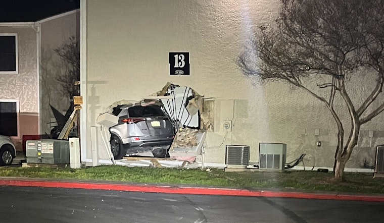 No Injuries Reported After Minor Crashes Car into San Marcos Apartment Complex, Damaging Four Units