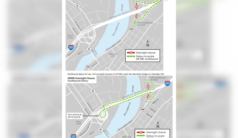 Oregon City Alert: OR 99E to Close for Abernethy Bridge Project, Expect Detours and Delays