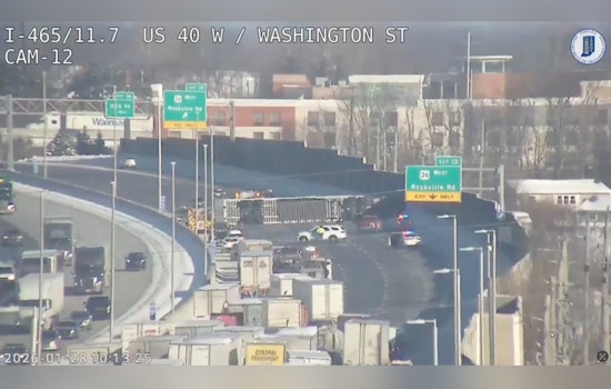 Overturned Semi Causes Major Traffic Snarl on I-465 in Indianapolis