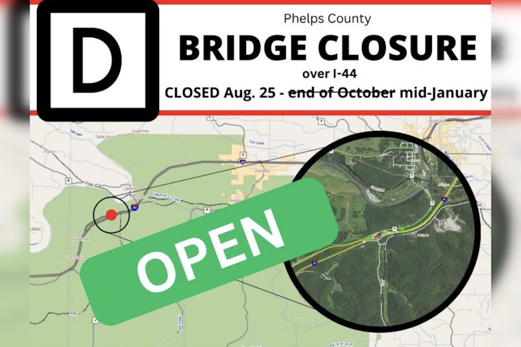 Phelps County Route D Bridge Reopens over I-44 with More Repairs Scheduled for Spring 2026