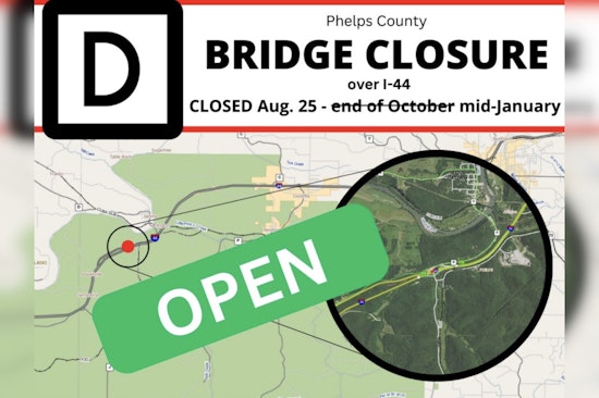 Phelps County Route D Bridge Reopens over I-44 with More Repairs Scheduled for Spring 2026