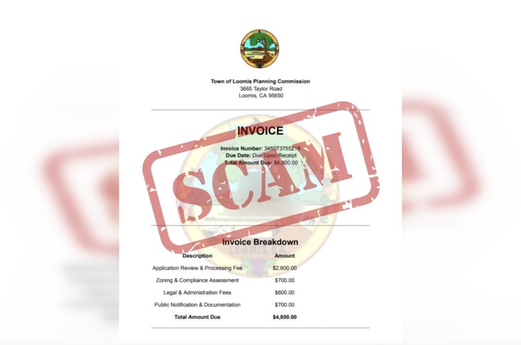 Placer County Sheriff Alerts Loomis Residents to Fraudulent Invoice Scam
