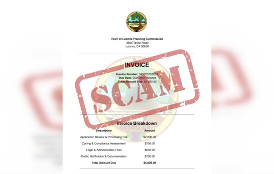 Placer County Sheriff Alerts Loomis Residents to Fraudulent Invoice Scam
