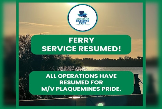 Plaquemines Parish Celebrates Return of 'Plaquemines Pride' Ferry Service to Ease Commuter Woes