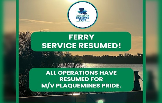 Plaquemines Parish Celebrates Return of 'Plaquemines Pride' Ferry Service to Ease Commuter Woes