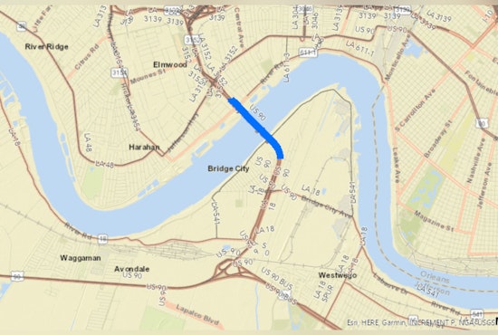 Roadwork Alert, US 90 Eastbound Lanes Near Huey P. Long Bridge to Close for Weekend Maintenance in Jefferson Parish
