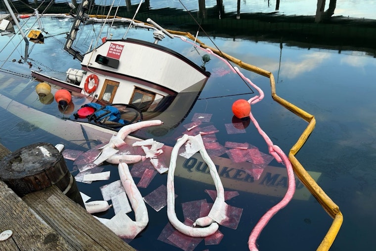 Salmon Bay Scare As Quaker Maid Sinks, 3,500 Gallons Hauled Out