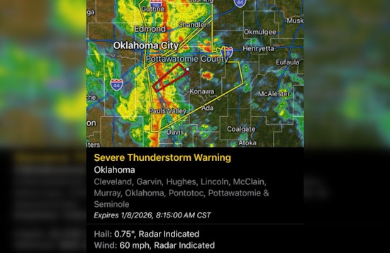 Severe Thunderstorm Warning Issued for Areas Including OKC, Norman, Shawnee, Residents Advised to Seek Shelter