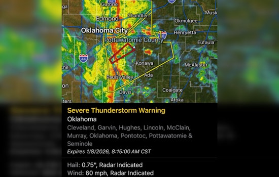 Severe Thunderstorm Warning Issued for Areas Including OKC, Norman, Shawnee, Residents Advised to Seek Shelter