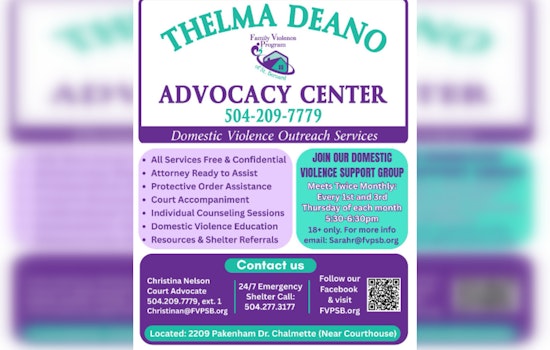 St. Bernard Parish Sheriff's Office Announces Support Services for Domestic Violence Survivors
