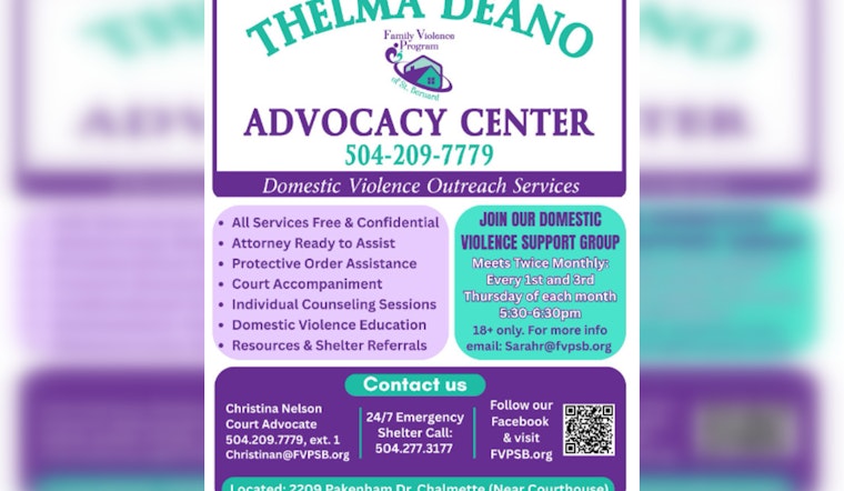 St. Bernard Parish Sheriff's Office Announces Support Services for Domestic Violence Survivors