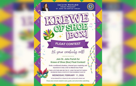 St. John the Baptist Parish Invites Students to Celebrate Culture with 'Krewe of Shoe Box Float' Mardi Gras Contest
