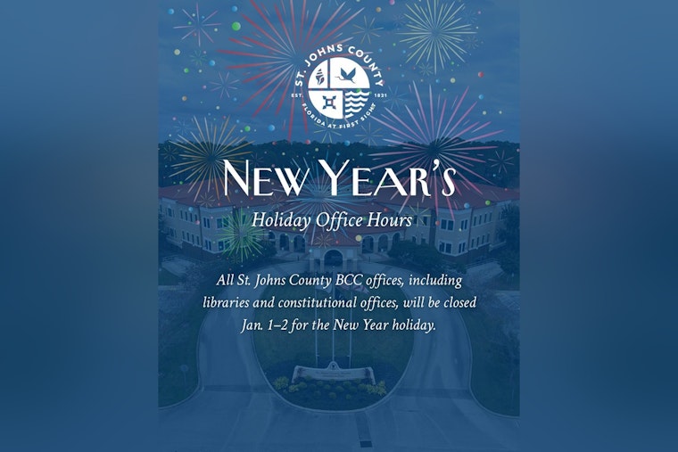 St. Johns County Announces Holiday Office Closures and Service Adjustments for New Year