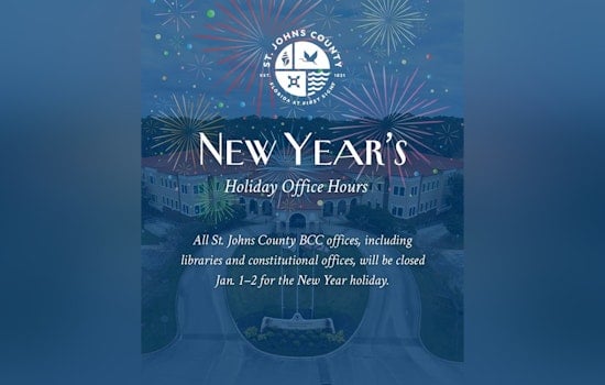 St. Johns County Announces Holiday Office Closures and Service Adjustments for New Year