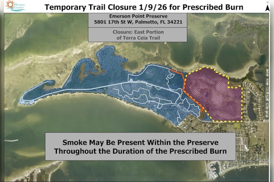 Terra Ceia Trail Partial Closure for Prescribed Burn in Emerson Point Preserve, Manatee County Advises Caution