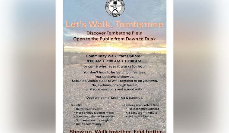 Tombstone Launches "Let's Walk, Tombstone" Initiative to Boost Community Health and Togetherness