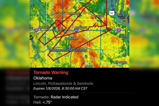 Tornado Warning Issued for Central Oklahoma Counties as Severe Storm Approaches
