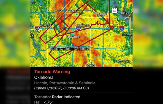Tornado Warning Issued for Central Oklahoma Counties as Severe Storm Approaches
