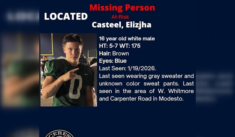 UPDATE: Ceres Community Rallies to Aid in Safe Recovery of Missing At-Risk Teen Last Seen in Modesto