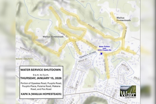 Water Service Interruption Planned for Wailua Homesteads Residents on January 15 Due to DOW Repairs