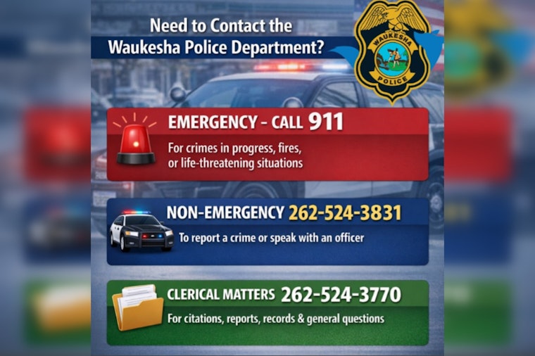 Waukesha Police Department Clarifies Contact Numbers for Emergencies and Non-Urgent Matters on Social Media