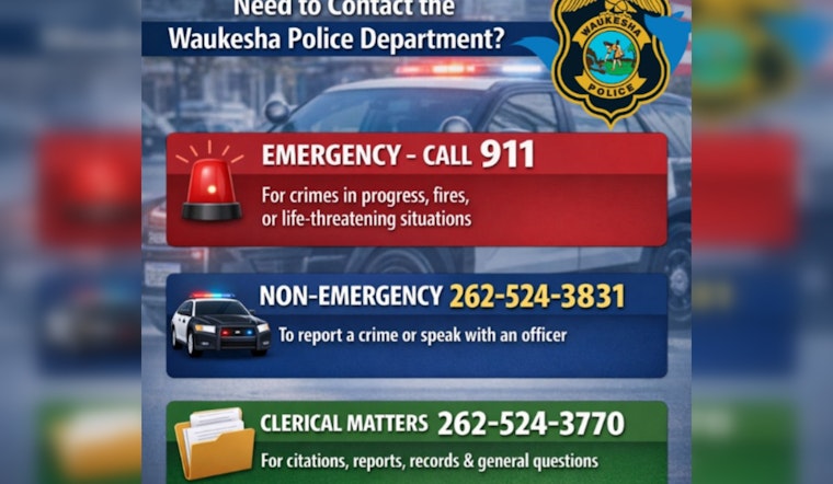 Waukesha Police Department Clarifies Contact Numbers for Emergencies and Non-Urgent Matters on Social Media