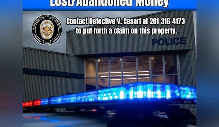 Webster Police Department Becomes Unintended Lost and Found, Seeking Owner of Abandoned Cash