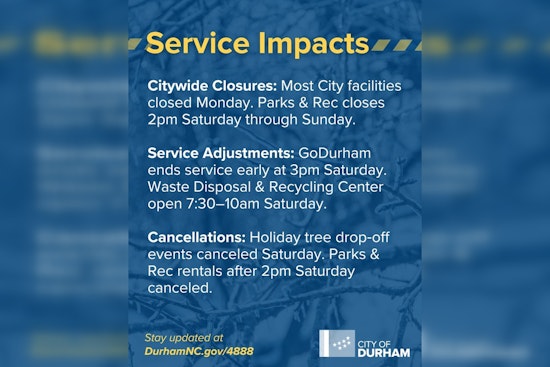 Winter Storm Prompts Service Changes and Closures in Durham NC as City Prepares Shelters