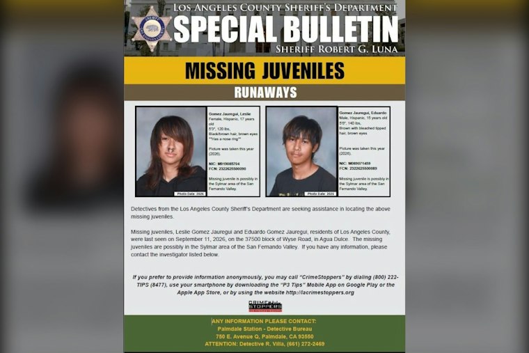 Agua Dulce Teens Missing Nearly a Month, Deputies Eye Sylmar Lead