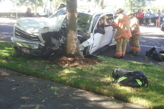 Driver Pinned After Rollover Crash on NE Sandy Boulevard