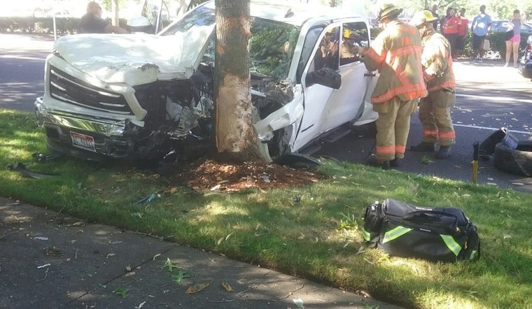 Driver Pinned After Rollover Crash on NE Sandy Boulevard