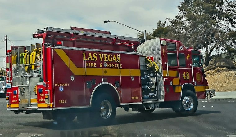 East Las Vegas Mobile Home Fire Hospitalizes Two, Threatens Neighbor's House