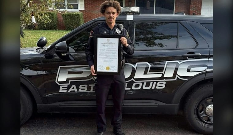 East St. Louis Officer Jaylon Lee Honored for Burning-Vehicle Rescue