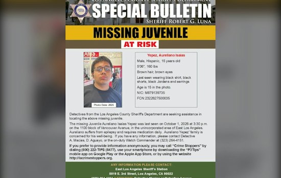Epileptic East LA Teen, 15, Vanishes on Vancouver Avenue, Needs Daily Meds