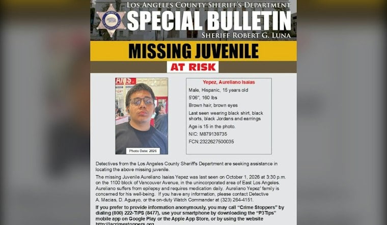 Epileptic East LA Teen, 15, Vanishes on Vancouver Avenue, Needs Daily Meds