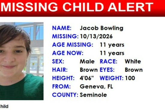 FDLE Issues Missing Child Alert for 11-Year-Old Jacob Bowling