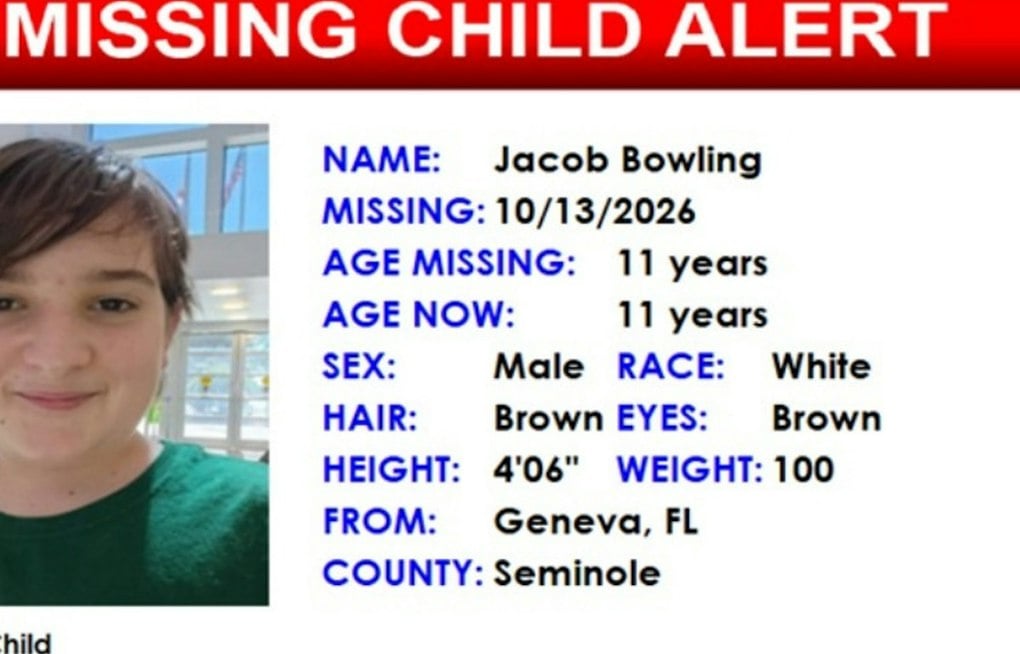 FDLE Issues Missing Child Alert for 11-Year-Old Jacob Bowling