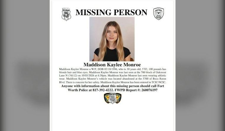 Fort Worth Police Search for Missing Woman, 30, After Car Found Abandoned