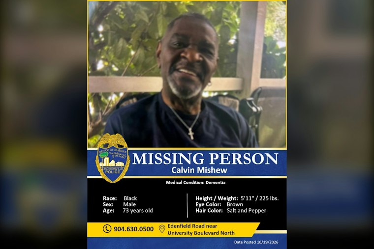 Jacksonville Police Search for Missing 73-Year-Old With Dementia Near University Blvd