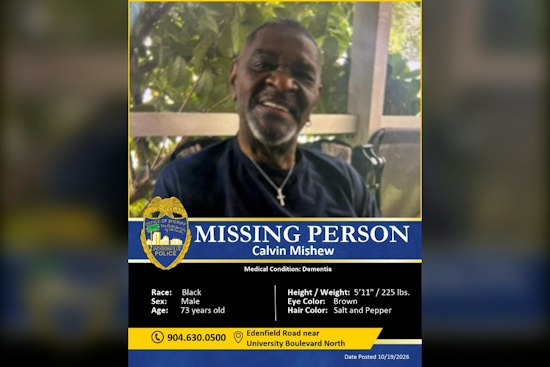 Jacksonville Police Search for Missing 73-Year-Old With Dementia Near University Blvd