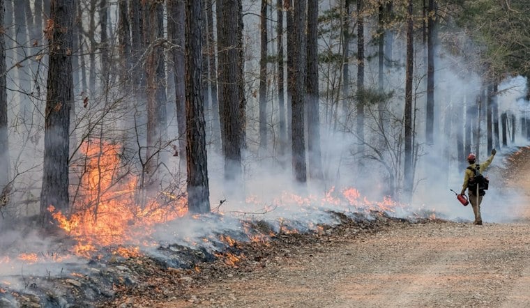 Large Wildfire Erupts Near Aplin, Arkansas as 25 Counties Face Extreme Wildfire Risk